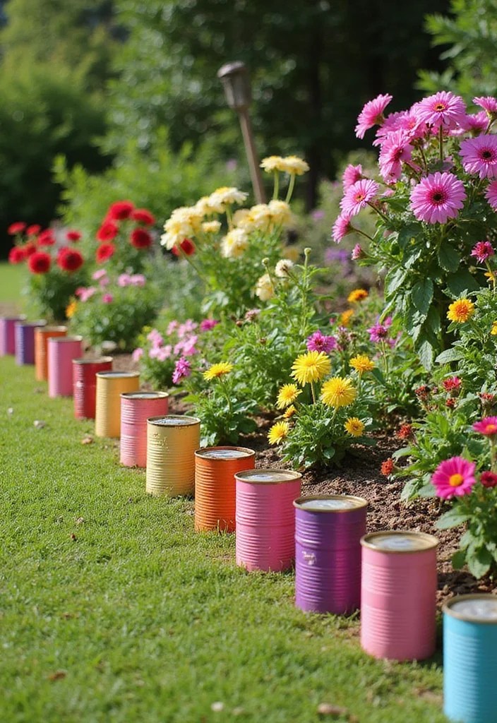 10 Incredible Upcycling Ideas with Cans That'll Transform Your Space Forever! - 5. Garden Edging 1
