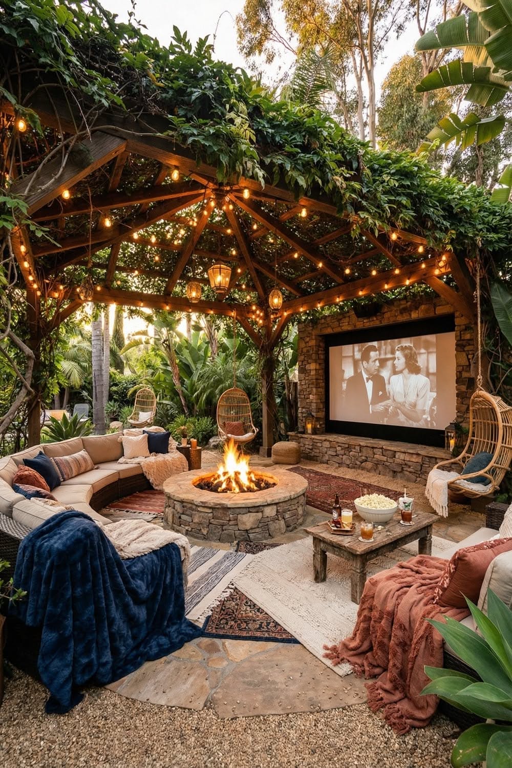 15 Stunning String Lights Outdoor Ideas That'll Transform Your Backyard into a Magical Oasis! - 10. Fire Pit Ambiance 1
