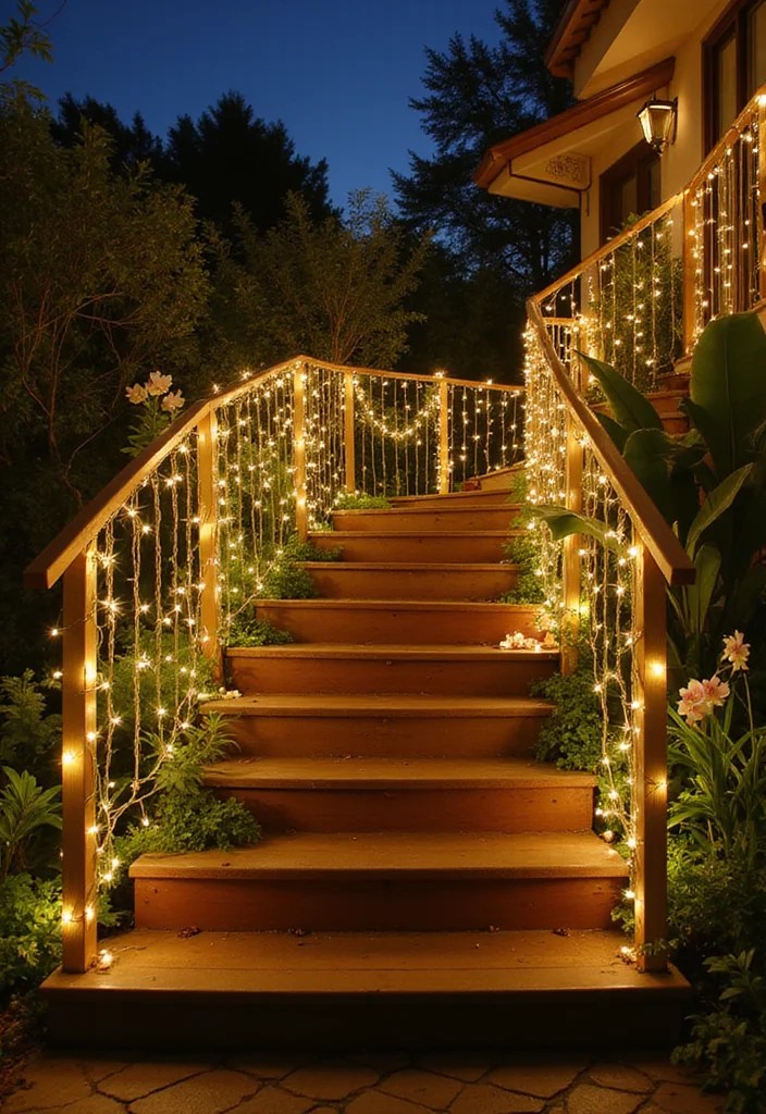 9 Indoor Staircase Garden Decor Tips You Can't Afford to Miss! - 4. Incorporate Fairy Lights 1