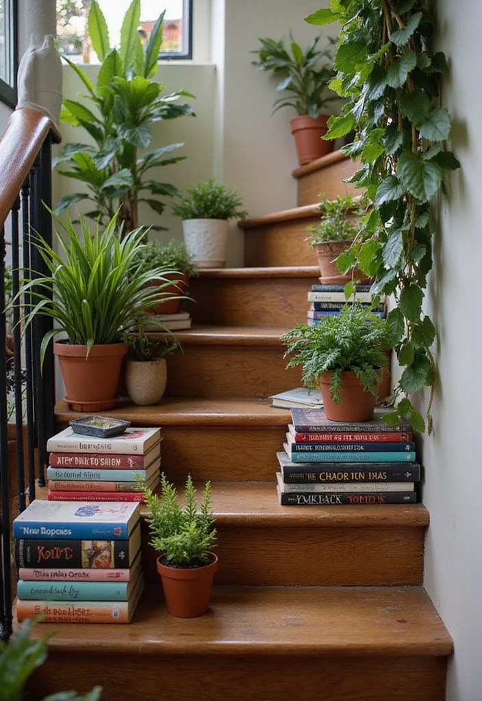9 Indoor Staircase Garden Decor Tips You Can't Afford to Miss! - 6. Use Books as Decor 1