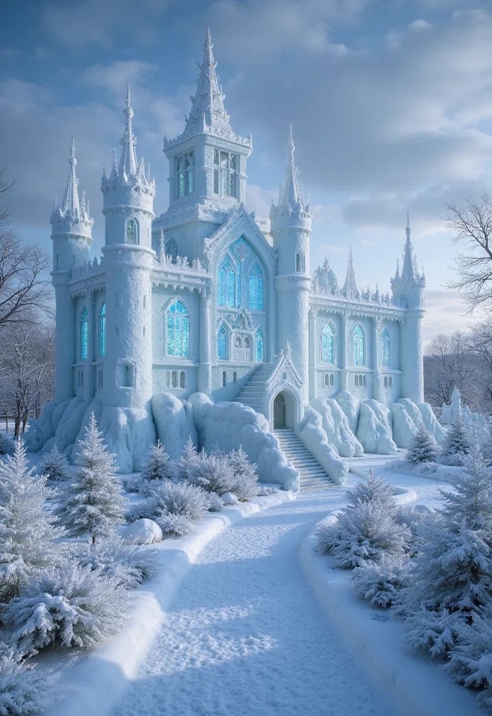 Explore 14 Enchanted Fantasy Castle Builds in Bloxburg That Will Captivate You! - 5. The Snow Queen's Fortress 2
