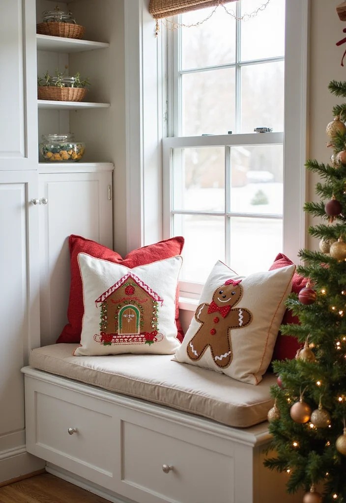 Gingerbread Kitchen Decor Ideas: Sweeten Up Your Space this Holiday Season! - 10. Gingerbread-Inspired Seasonal Throw Pillows 1