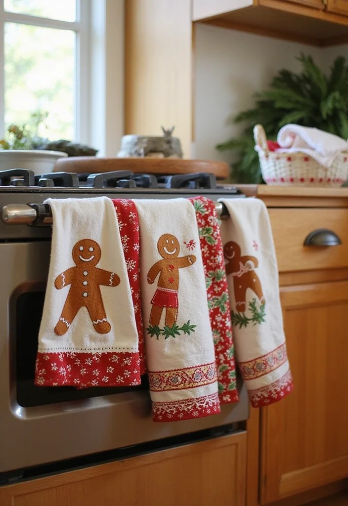 Gingerbread Kitchen Decor Ideas: Sweeten Up Your Space this Holiday Season! - 4. Gingerbread Motif Dish Towels 1