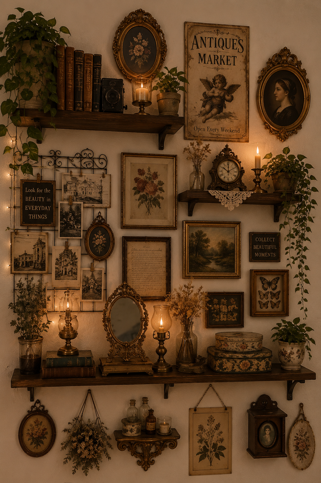 10 Scary Halloween Decor Ideas for an Affordable Vintage-Inspired Haunted Home - 7. Style a Vintage Halloween Shelf with Distressed Figures 1