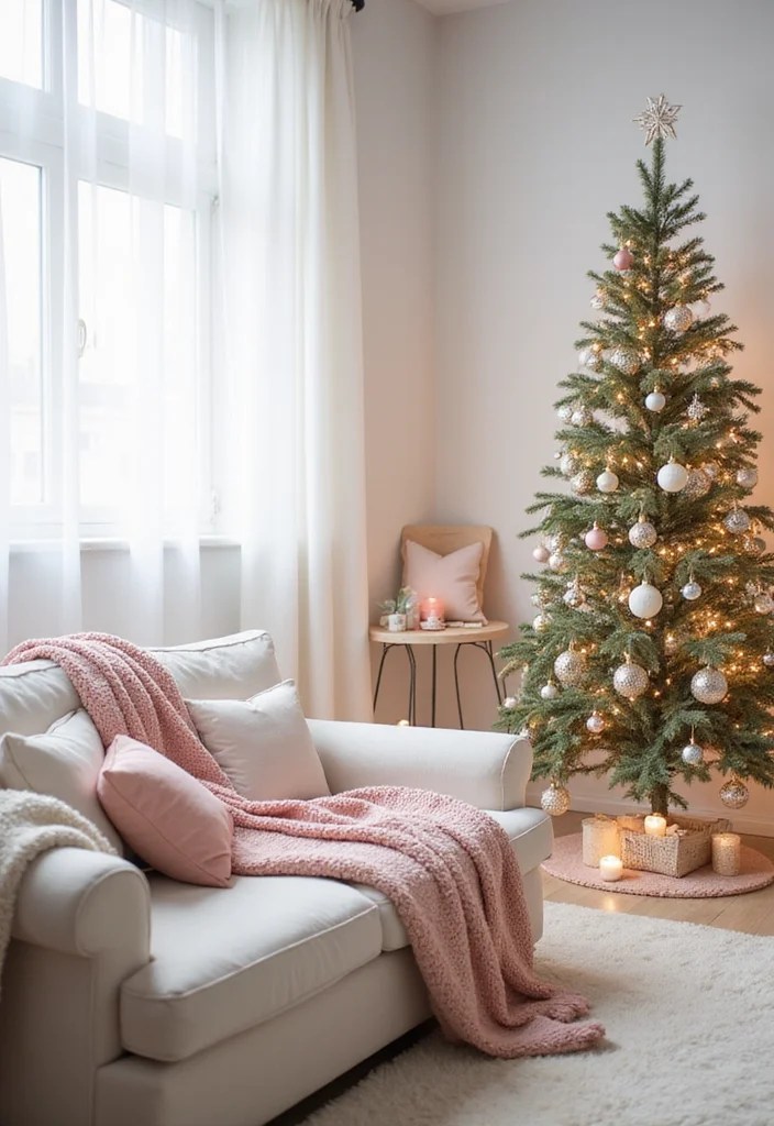 10 Cozy Christmas Living Rooms Without Red Decor - 10. Soft Pastel Christmas 1